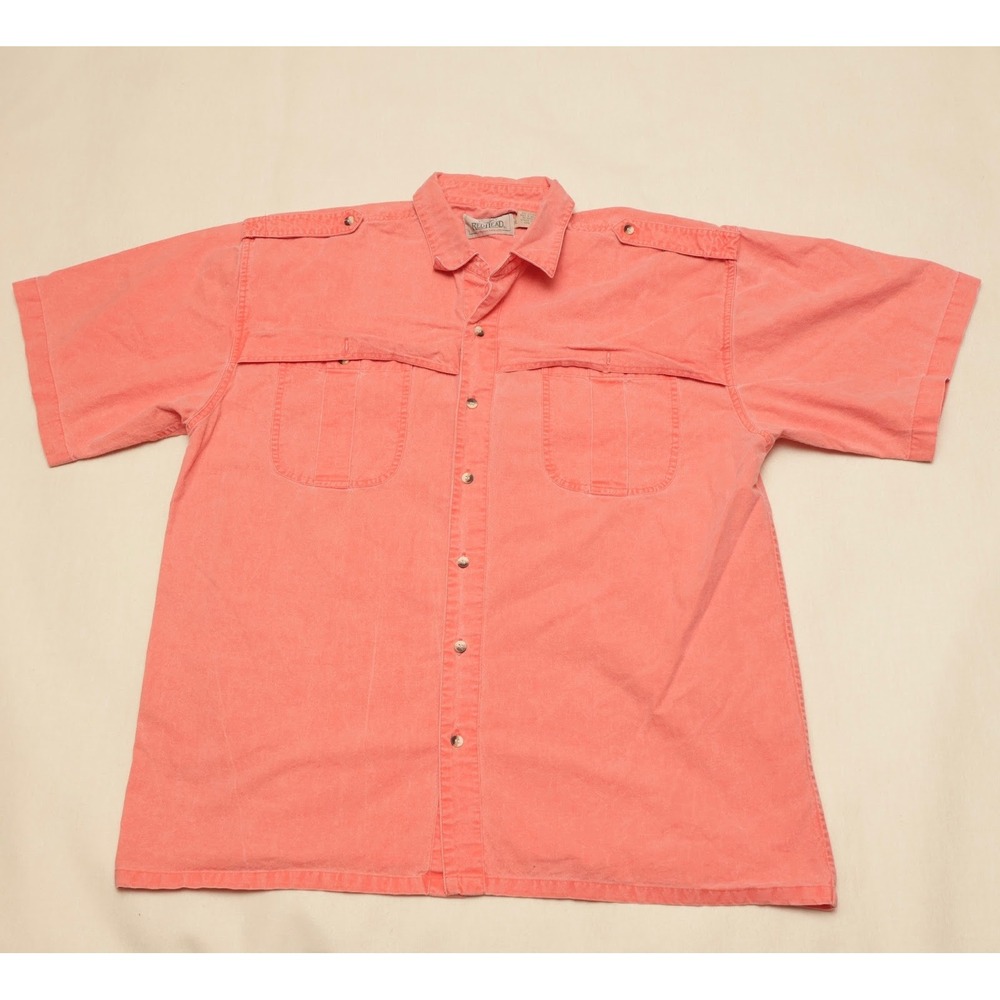 RedHead Coral Cotton Safari Utility Shirt XL Button-Up Short Sleeve